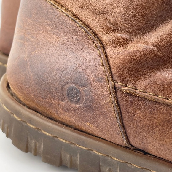 Mens Born Brown Leather Lace Up Ankle Boots Moc Toe Casual Comfortable - Picture 14 of 15